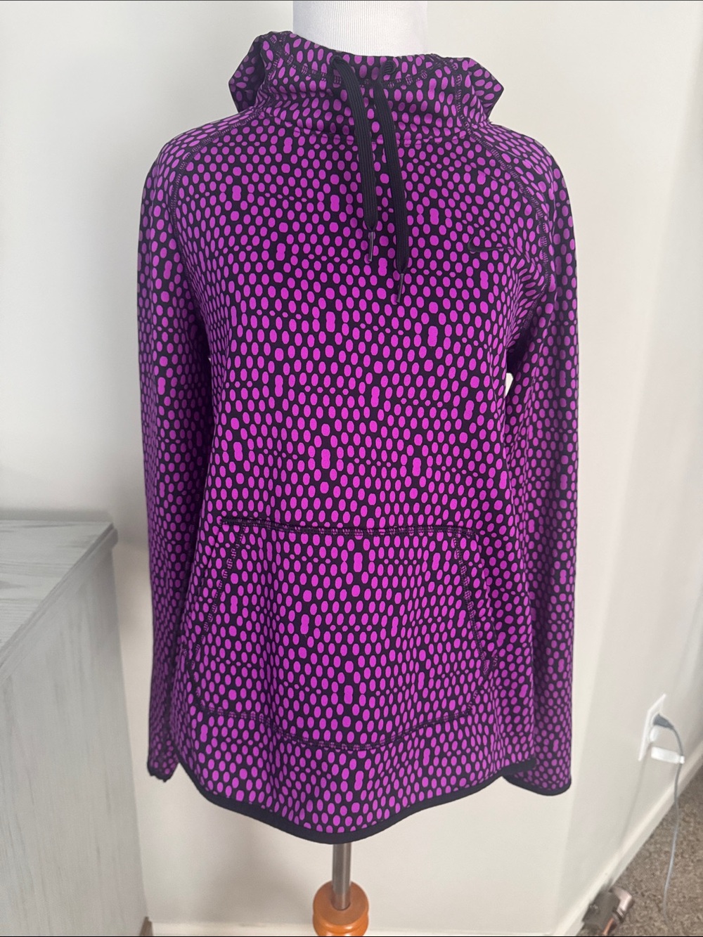 Nike Purple Dot-Print Pullover Hoodie, Sz S